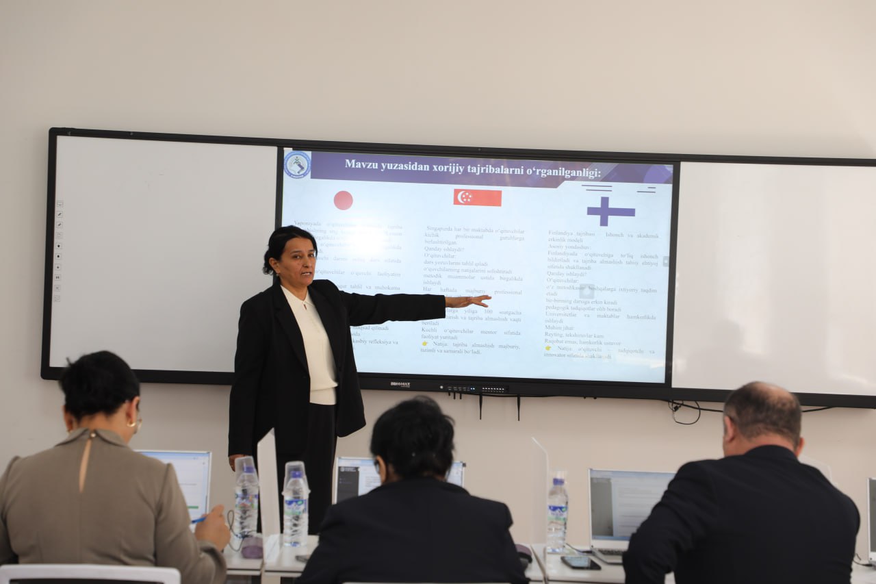 Fevral oyida tashkil etilgan menejerlik o‘quv kurs tinglovchilarining yakuniy (https://t.me/avloniyuz/11586) sinov jarayonlaridan fotolavha.